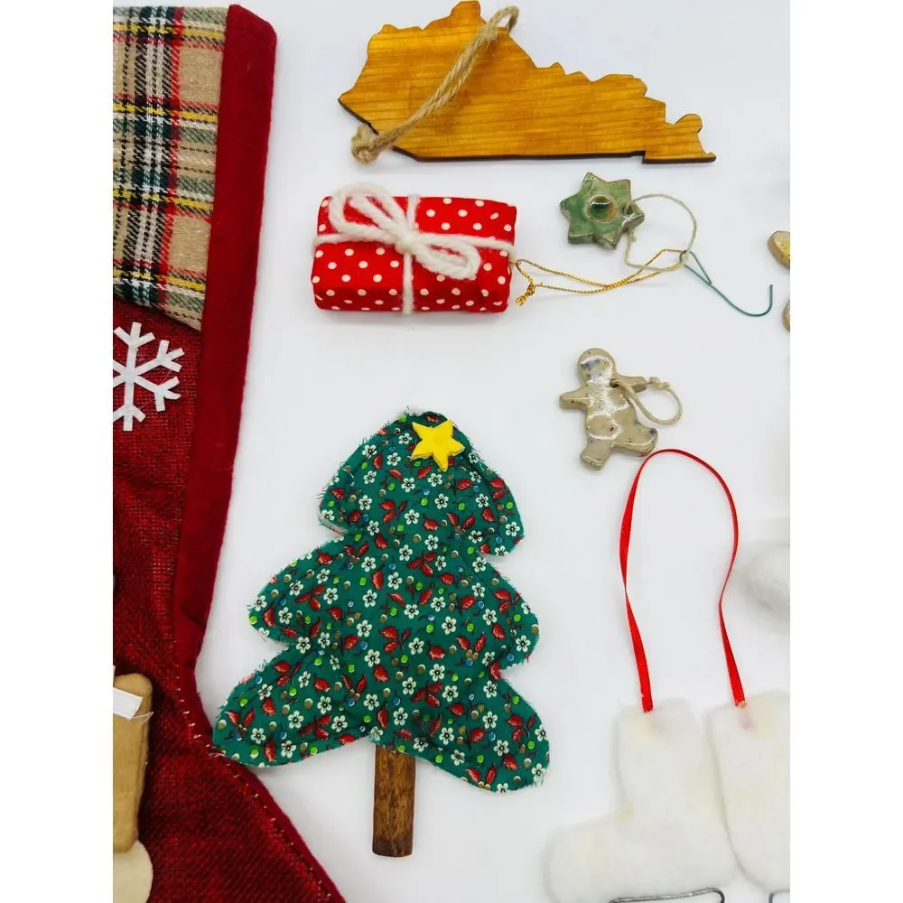 Christmas Tree‎ Ornaments Lot Vintage Homemade Stocking Decoration 80s Snowman